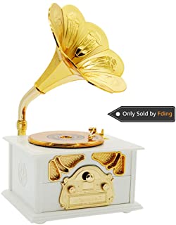 Fding Classic Gold Horn Retro Gramophone Jewelry Box