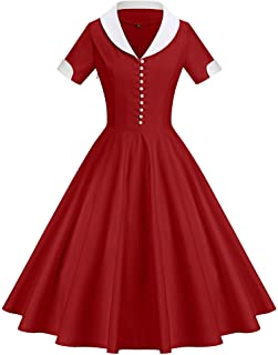 GownTown Womens 1950s Cape Collar Vintage Swing Stretchy Dress