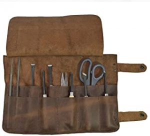 Hide Drink Leather Snap Tool Roll Up Bag