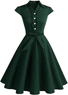 Wedtrend Womens 1950s Retro Rockabilly Dress Cap Sleeve Vintage Swing Dress
