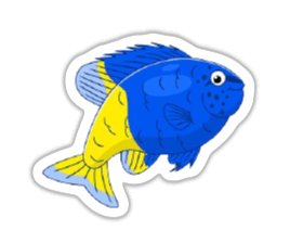 cartoon fish blue yellow PNG